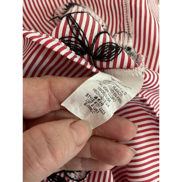 NWOT Ces Femme Size S Off The Shoulder Dress Pinstriped Floral - Picture 16 of 16